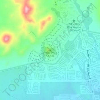 Mappa topografica White Peak, altitudine, rilievo