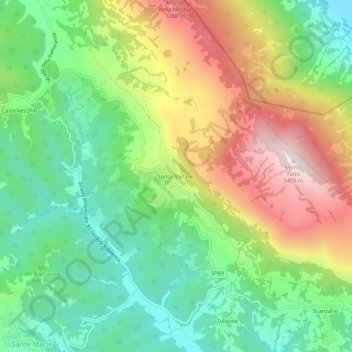 Mappa topografica Santo Stefano, altitudine, rilievo