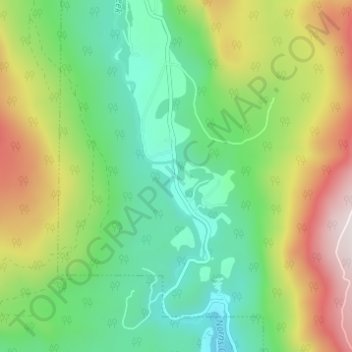 Mappa topografica Gibson Creek, altitudine, rilievo