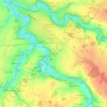 Mappa topografica La Daunière, altitudine, rilievo