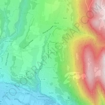 Mappa topografica Vovray, altitudine, rilievo