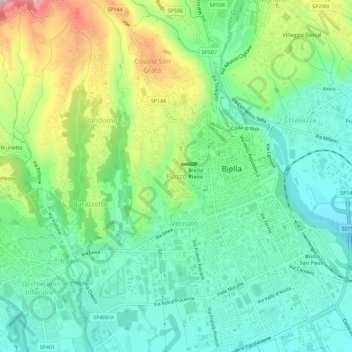 Mappa topografica Piazzo, altitudine, rilievo