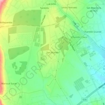 Mappa topografica San Vicente, altitudine, rilievo