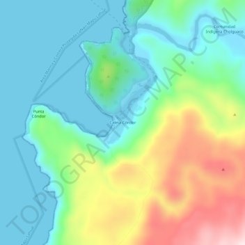 Mappa topografica Caleta Cóndor, altitudine, rilievo