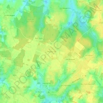 Mappa topografica Haut du Fay, altitudine, rilievo
