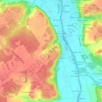 Mappa topografica Les Champions, altitudine, rilievo