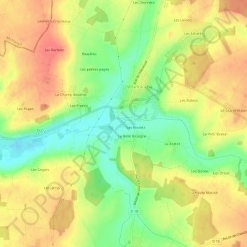 Mappa topografica Saint-Phal, altitudine, rilievo