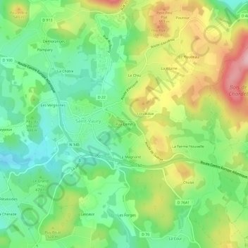 Mappa topografica Puy-Denis, altitudine, rilievo