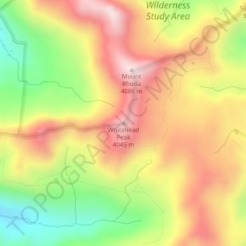 Mappa topografica Whitehead Peak, altitudine, rilievo