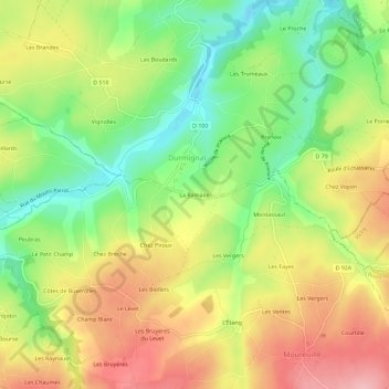 Mappa topografica La Ramade, altitudine, rilievo