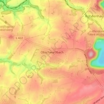 Mappa topografica Obschwarzbach, altitudine, rilievo