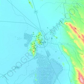 Mappa topografica Oruro, altitudine, rilievo
