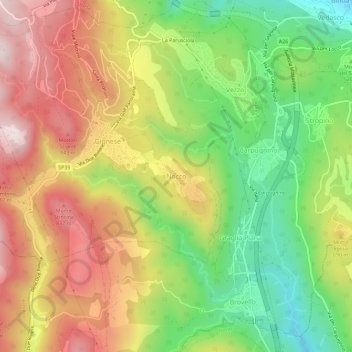 Mappa topografica Nocco, altitudine, rilievo