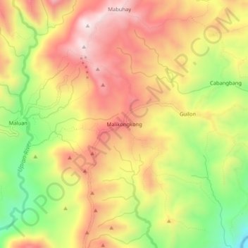 Mappa topografica Malikongkong, altitudine, rilievo