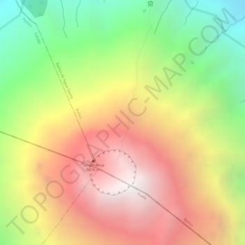 Mappa topografica Volcán Tungurahua, altitudine, rilievo