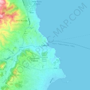 Mappa topografica Ραφήνα, altitudine, rilievo