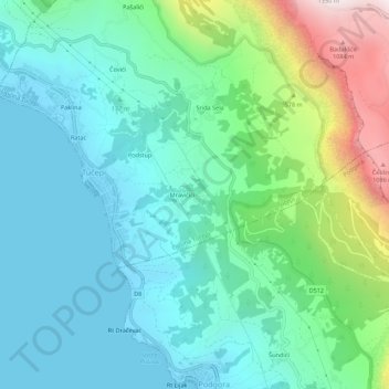 Mappa topografica Šimići, altitudine, rilievo