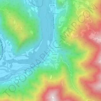 Mappa topografica Marziai, altitudine, rilievo