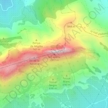 Mappa topografica la Capella, altitudine, rilievo