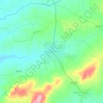 Mappa topografica Aldeia do Bispo, altitudine, rilievo