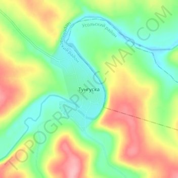 Mappa topografica Тунгуска, altitudine, rilievo