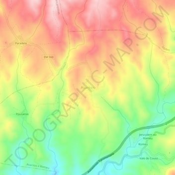 Mappa topografica Avantos, altitudine, rilievo