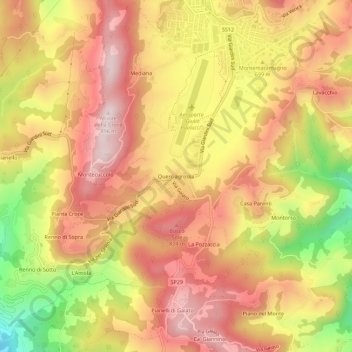 Mappa topografica Querciagrossa, altitudine, rilievo