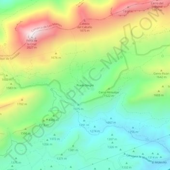 Mappa topografica Prado Negro, altitudine, rilievo