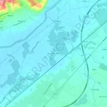 Mappa topografica Bringues-Nord, altitudine, rilievo