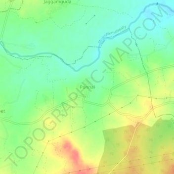 Mappa topografica Ponnal, altitudine, rilievo