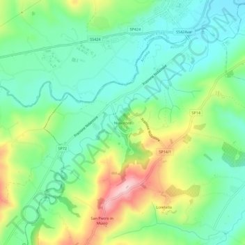 Mappa topografica Nidastore, altitudine, rilievo