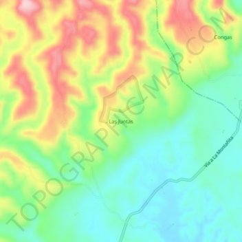 Mappa topografica Las Juntas, altitudine, rilievo
