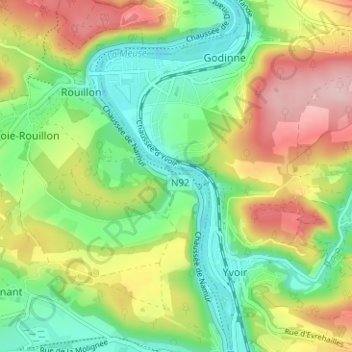 Mappa topografica Hun, altitudine, rilievo