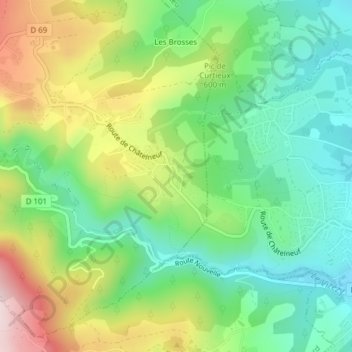 Mappa topografica Chanteperdrix, altitudine, rilievo