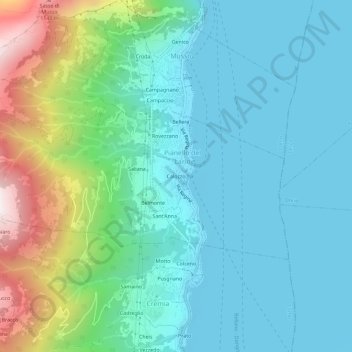 Mappa topografica Calozzo, altitudine, rilievo