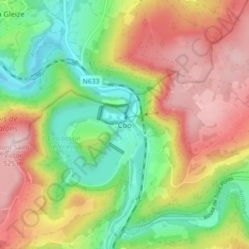 Mappa topografica Coo, altitudine, rilievo