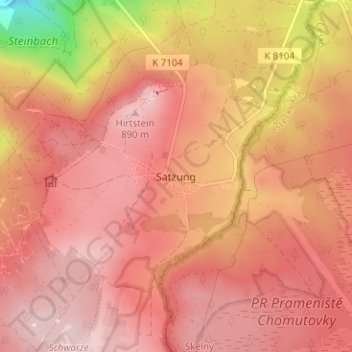 Mappa topografica Satzung, altitudine, rilievo