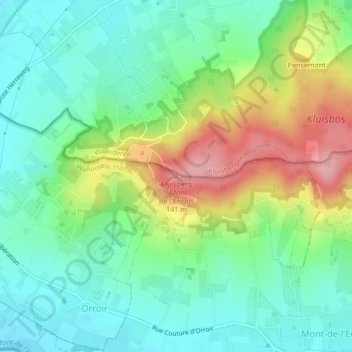 Mappa topografica Kluisberg, altitudine, rilievo