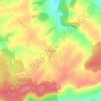 Mappa topografica Grange-le-Bocage, altitudine, rilievo