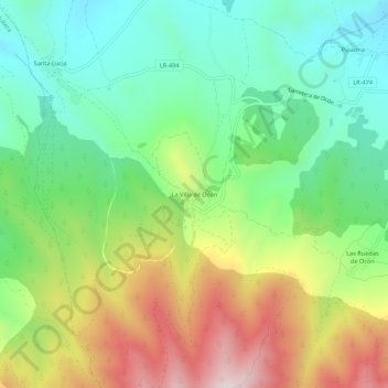 Mappa topografica La Villa de Ocón, altitudine, rilievo