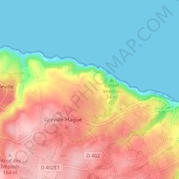 Mappa topografica Hameau Gruchy, altitudine, rilievo