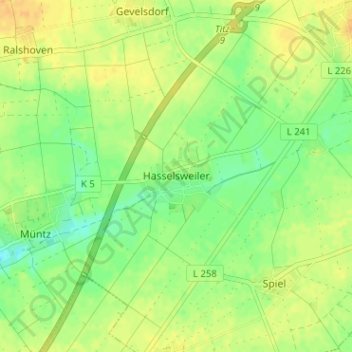 Mappa topografica Hasselsweiler, altitudine, rilievo