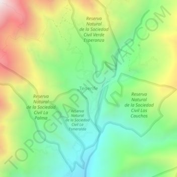 Mappa topografica Tenerife, altitudine, rilievo
