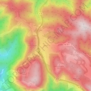 Mappa topografica Gorriti, altitudine, rilievo