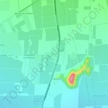 Mappa topografica Cerrillos, altitudine, rilievo