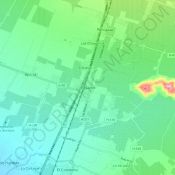 Mappa topografica Rosario, altitudine, rilievo