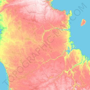 Mappa topografica Nunavik, altitudine, rilievo