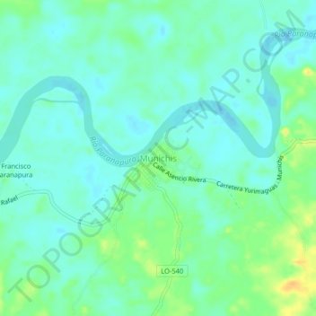 Mappa topografica Munichis, altitudine, rilievo