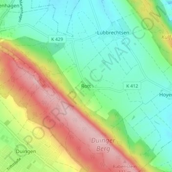 Mappa topografica Rott, altitudine, rilievo