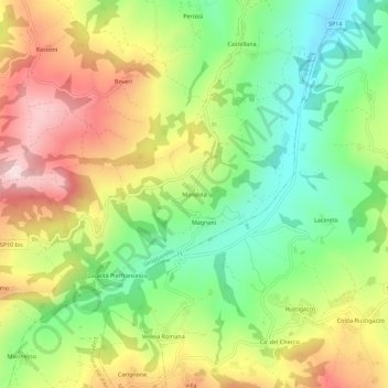 Mappa topografica Mandola, altitudine, rilievo